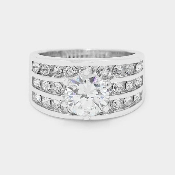 Platinum Plated Cubic Zirconia Ring - Picture 5 of 5